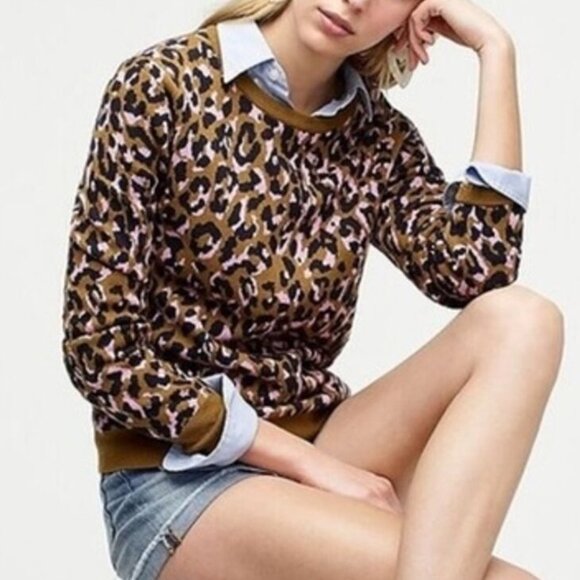 J. Crew Sweaters - J.Crew Leopard Print Crewneck Sweater In Mod Leopard Bronzed